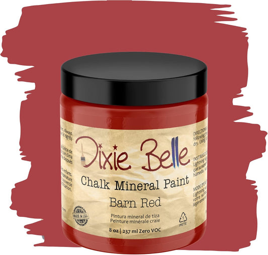 Dixie Belle Paint Company Chalk Finish Furniture Paint - Barn Red (8oz) - Matte Deep Red Chic Chalk Mineral DIY Furniture Paint