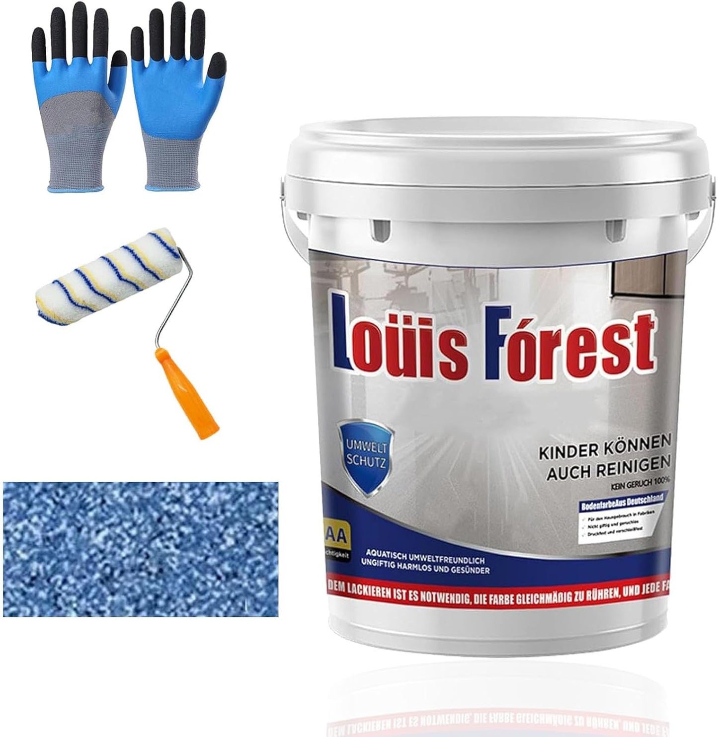 Louis Forest Epoxy Floor Paint, High-Gloss Marble Effect Coating, Epoxy Colored Sand Floor Paint, Wear-Resistant and Non-Slip for Indoor Outdoor (1KG-Sapphire blue)