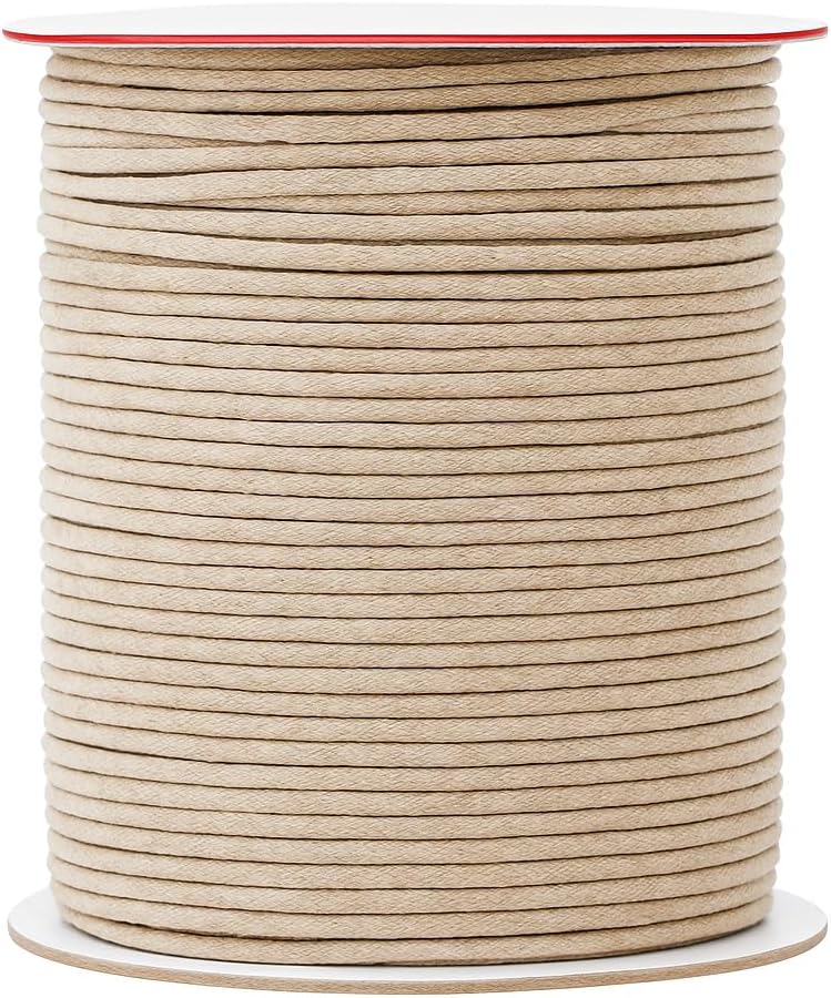 Mandala Crafts 2mm 109 Yards Natural Cotton Waxed Cord for Jewelry Making Bracelet Cord Waxed String - Beading String Thread Jewelry Cords for Necklaces String