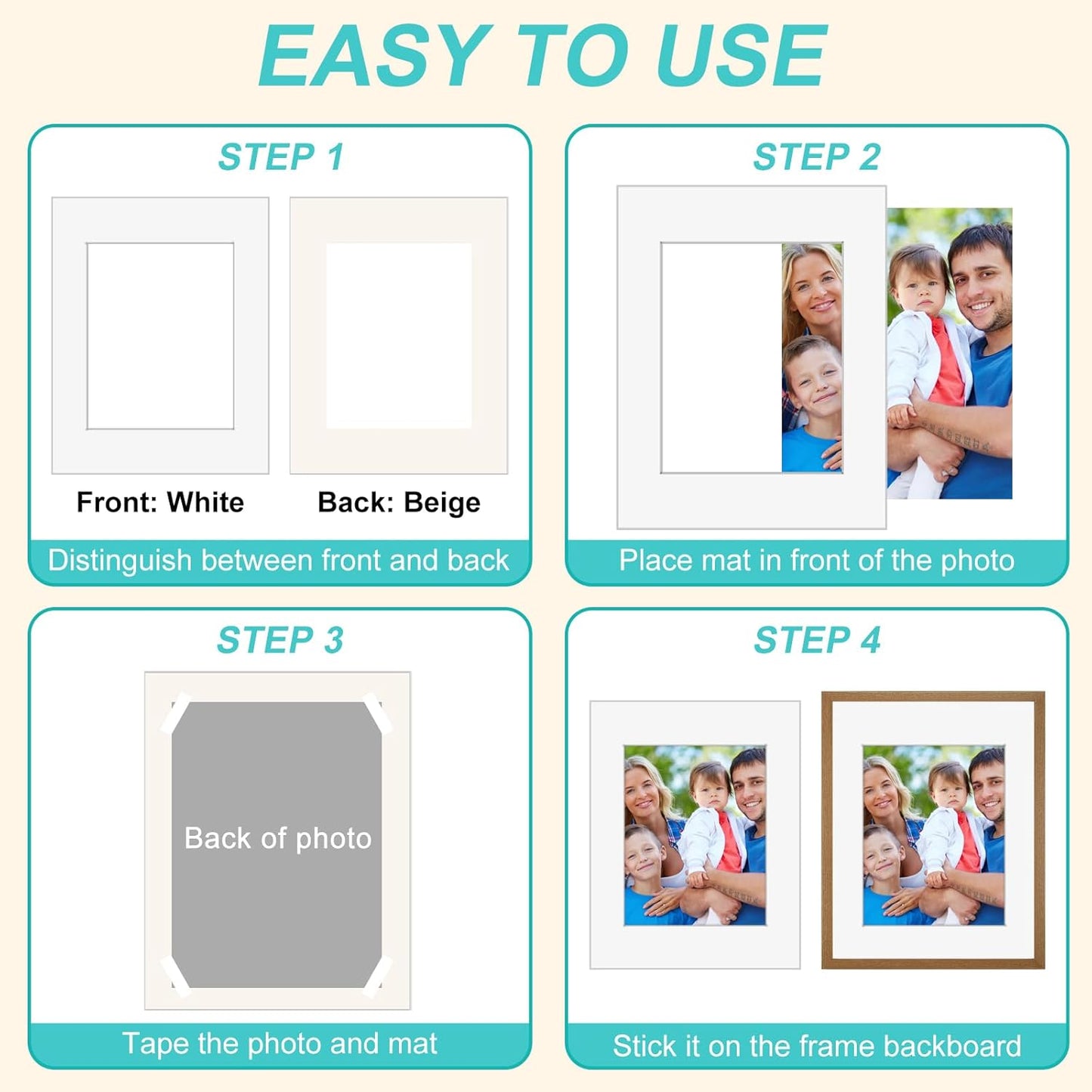 Phinus 8 Pack Picture Mats for Frames, Acid Free 11x14 Matted to 8x10, Picture Frame Mats for Pictures, Watercolor, Artwork and Prints (White)