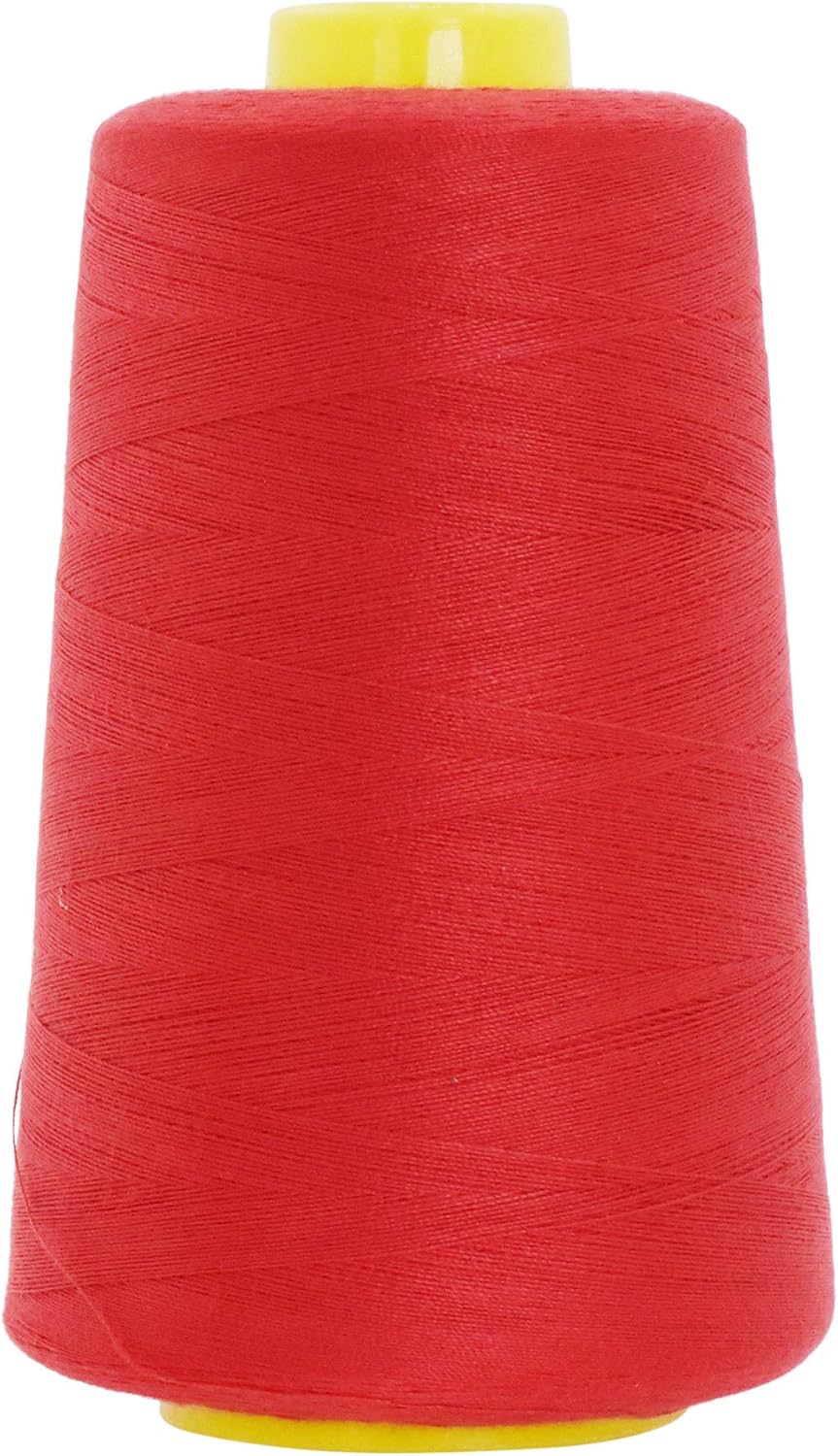 Mandala Crafts 4 Pack of Serger Threads Cones Spools - 20S/2 24000 Yards Polyester Red Threads for Sergers Machine and Overlock Quilting Sewing Machine