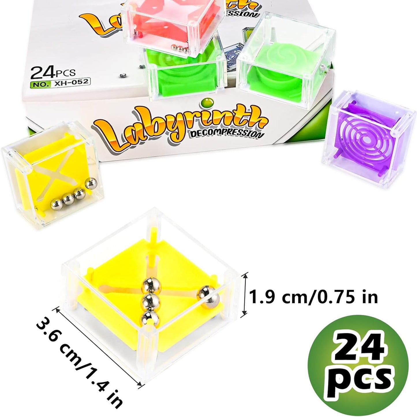 GOLDGE 24 Pcs Balance IQ Maze Game Toy Set - Mini 3D Brain Maze Puzzle Cubes in a Box. Fun Party Favor Games and Ideal Prizes for Kids and Adults (24 Pcs)