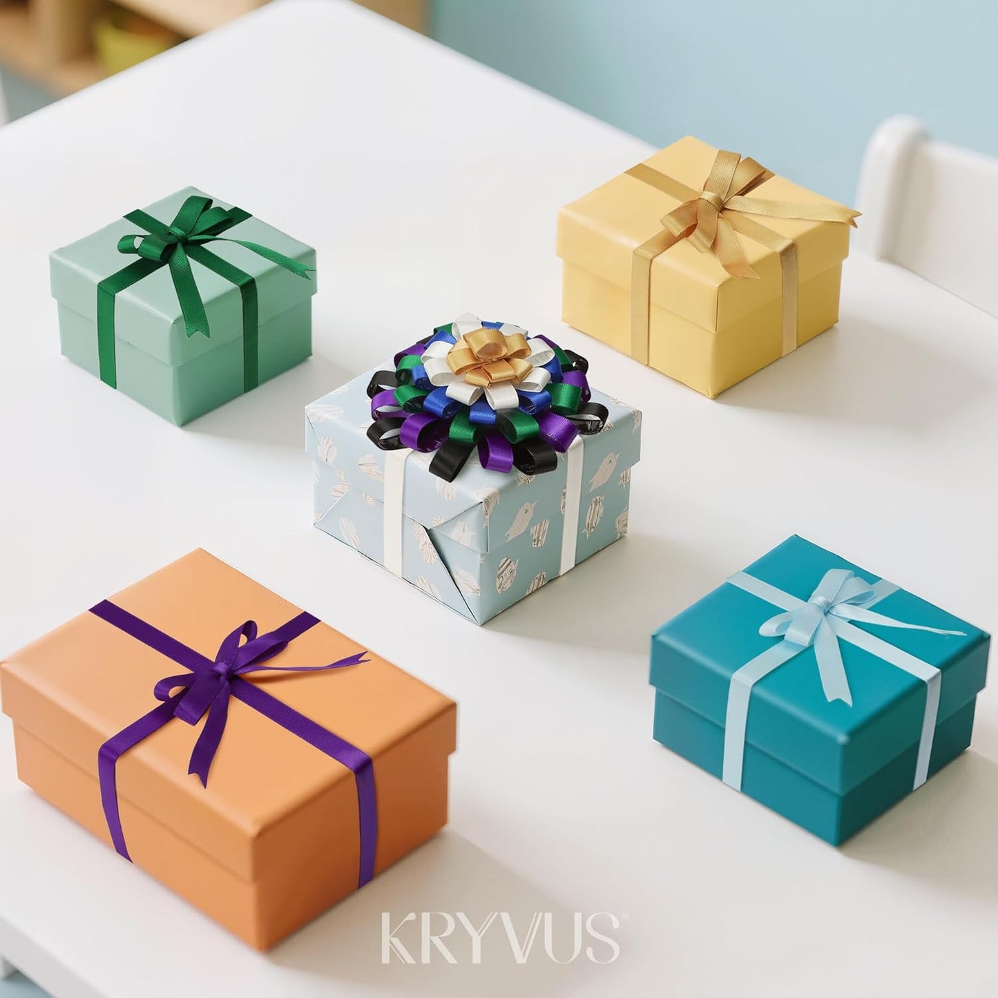 Double-Faced Rainbow Satin Ribbon Set – 12 Colors, 3/8 Inch x 5 Yards Rolls, 60 Yards Total Colorful Ribbons for Gift Wrapping, Hair Bows, Wedding & Party Decorations, DIY Crafts