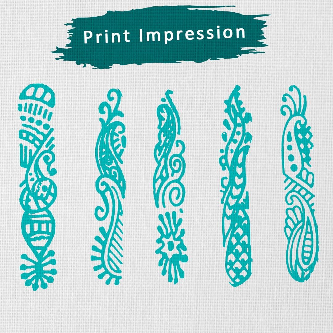 Hashcart Wooden Indian Traditional Design Printing Stamps/Blocks for Printing Saree Border/Dresses/Craft Card Making/Scrapbook/Clay Pottery (Set of 5)