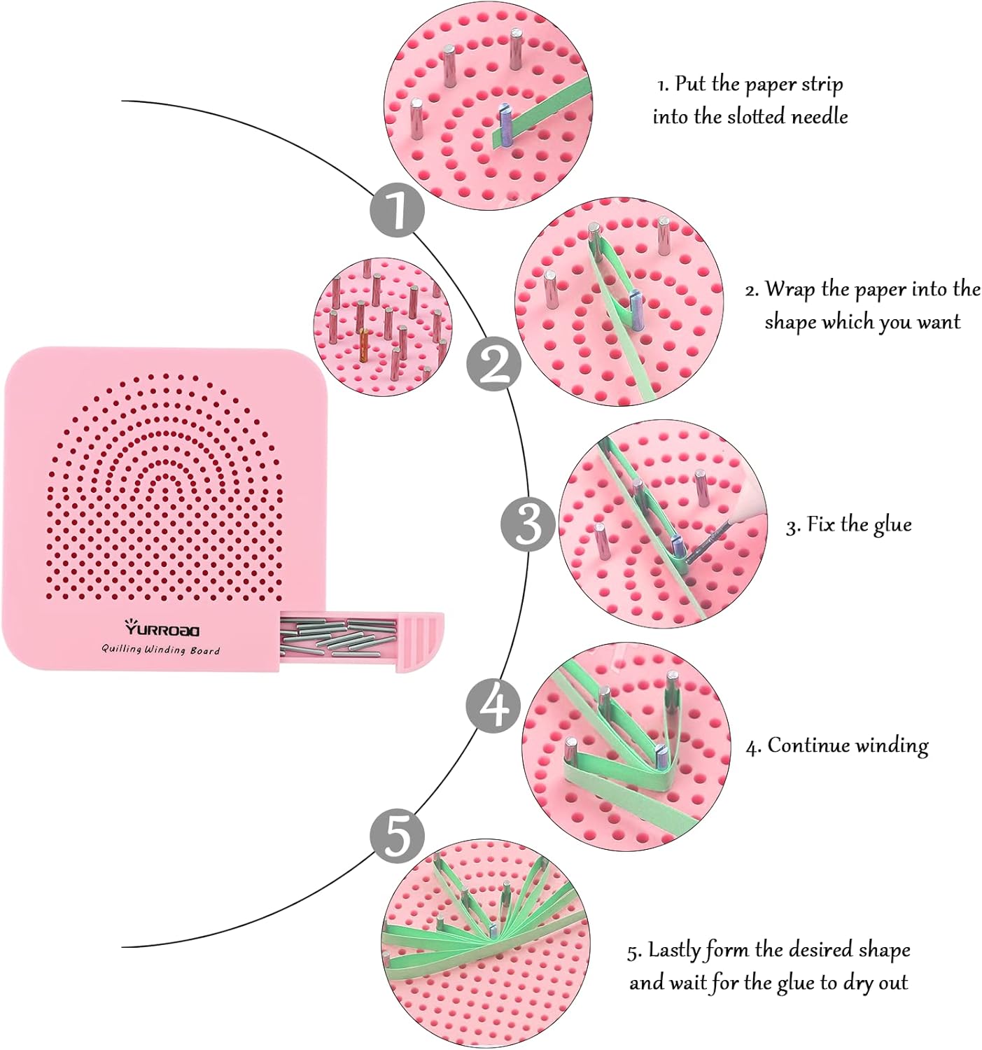 19pcs Paper Quilling Tools Kit Paper Strips DIY Tool Set with Slotted Pen Quilling Board Curling Coach Comb Crimper Border Buddy Filigrana Tool Kit