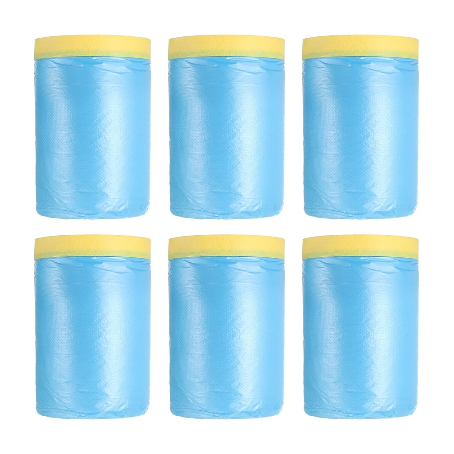 uxcell Pre-Taped Masking Film, 3ft x 82ft Plastic Paint Drop Cloth with Medium-Tack Painters Tape for Painting Spraying Protection Blue Film 6Pcs
