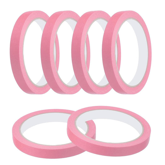 MECCANIXITY Masking Tape 0.5 Inch x 21 Yard Painter's Tape Pink Paint Tapes for DIY Crafts Arts Drawing Decoration Labeling Car Painting Artist Teachers, Pack of 6