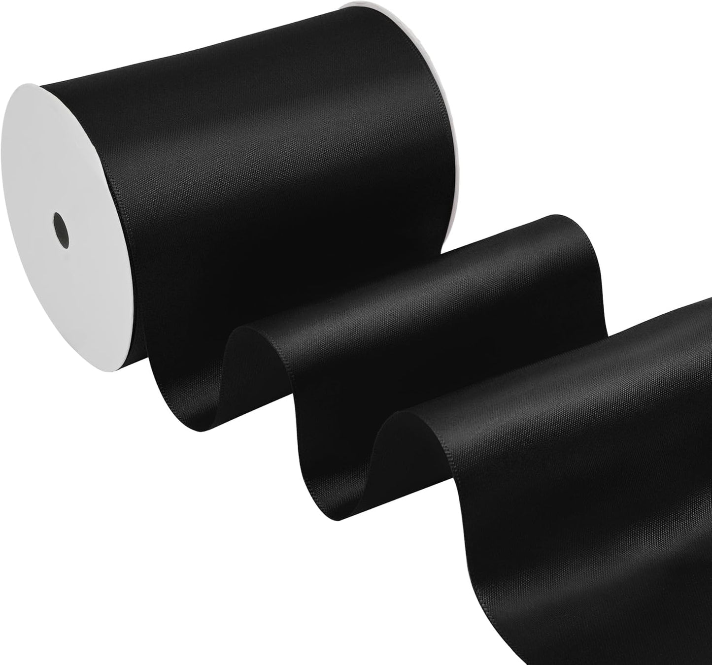 Black Satin Ribbon 4 Inch X 15 Yards Solid Color Double Faced Ribbons Perfect for Crafts Wedding Decor Bow Making Arts Sewing and More