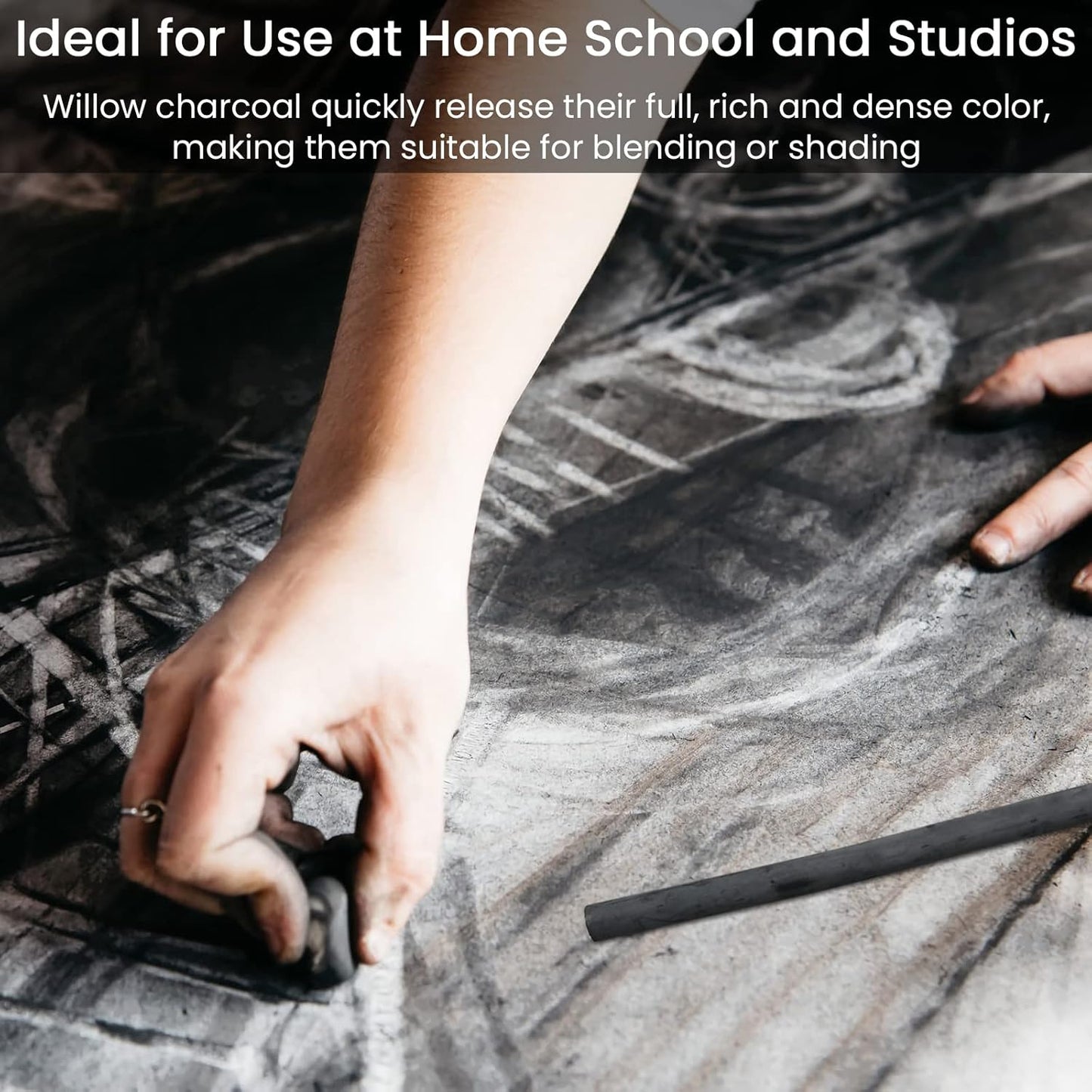 LOONENG Willow Charcoal Sticks, Natural Willow Charcoal for Artists, Beginners or Kids of All Skill Levels, Great for Sketching, Drawing and Shading, Approx 5-7mm in Diameter, Pack of 25