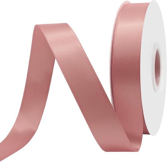 Dusty Rose Satin Ribbon 1" X 50 Yards Solid Color Double Faced Ribbons Perfect for Crafts Wedding Decor Bow Making Arts Sewing and More