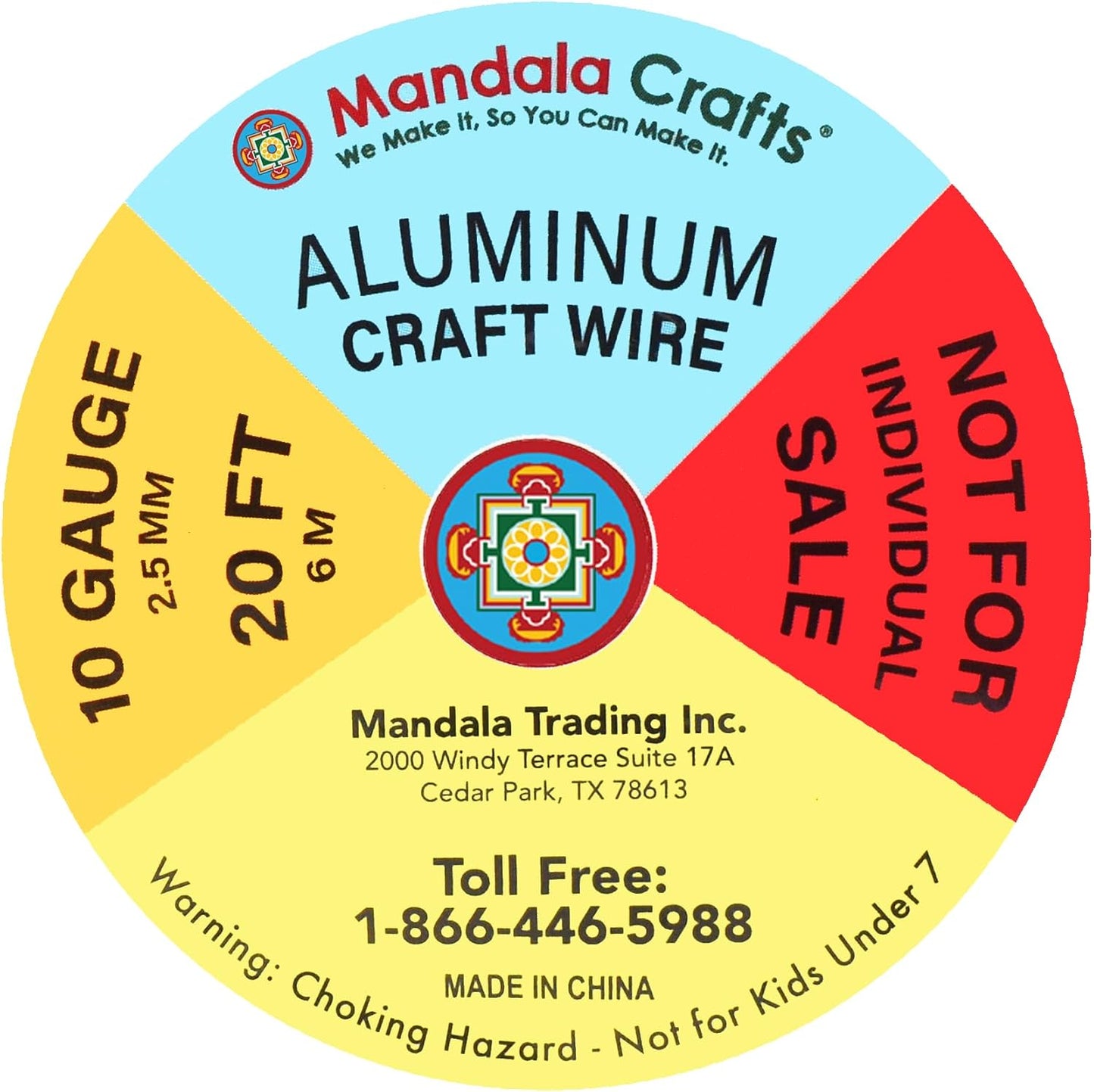 Mandala Crafts 10 Gauge Anodized Aluminum Craft Wire for Jewelry Making - 120 FT Colored Flexible Silver Copper True Blue Brown Red Kelly Green Wire - Bendable for Bonsai Armature Crafting Sculpting