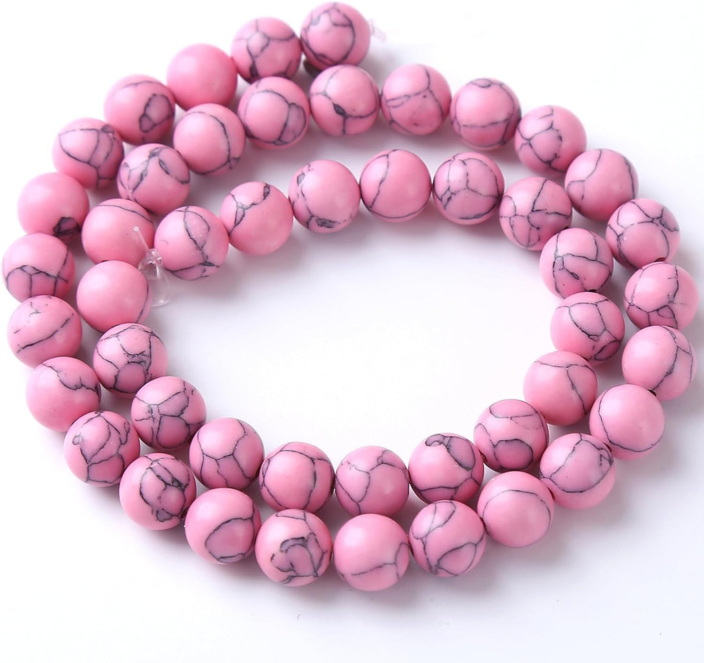 60pcs 6mm Pink Turquoise Beads Natural Stone Round Loose Spacer Beads for Jewelry Making DIY Bracelet Necklace 1 Strand 15inch
