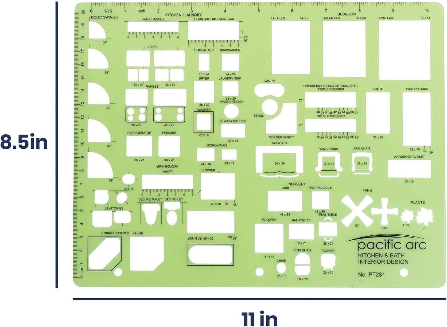 Pacific Arc Kitchen and Bath Interior Design Template Guide, for Bedrooms, Bathrooms, and Kitchens