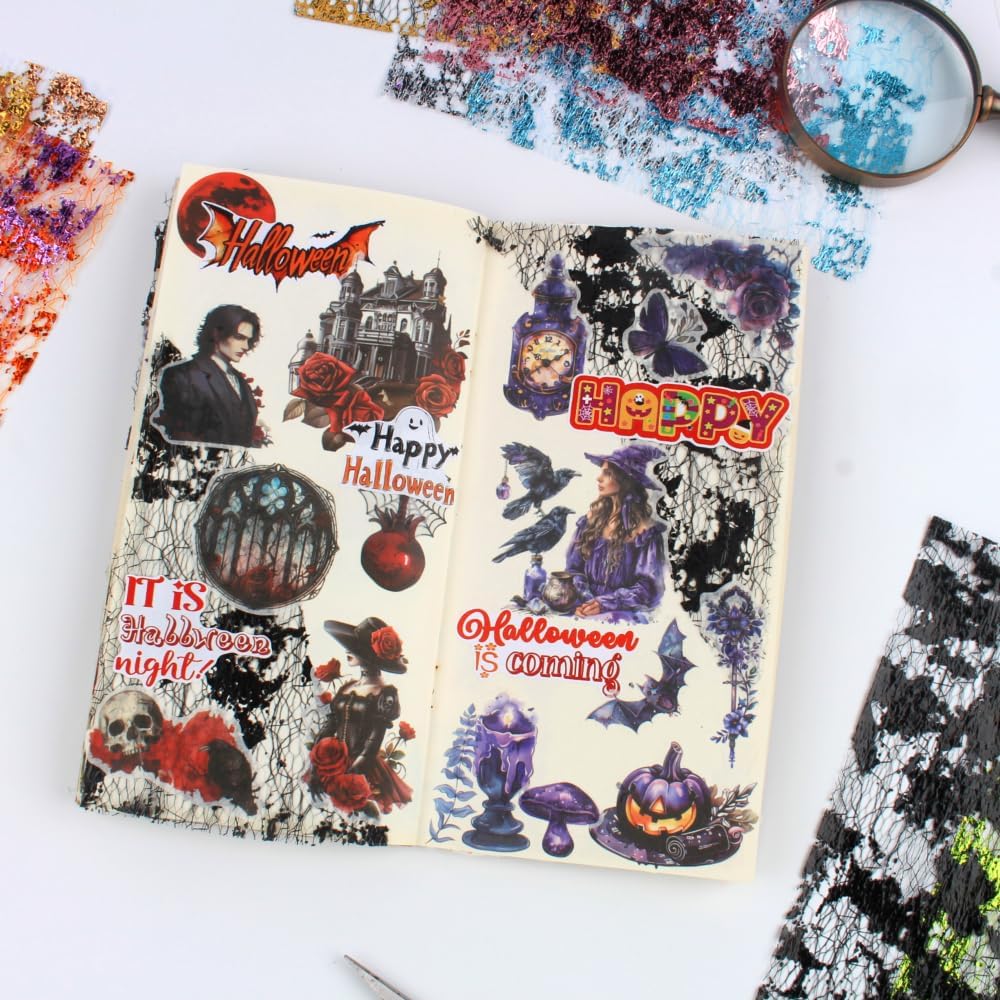 A4 Size Colorful Foil Textured Fabric Art Paper Scrapbooking Decorative, 10 Sheets Sparkle Metallic Lace Mesh for Crafts, Junk Journaling Supplies, Card Making, Collage