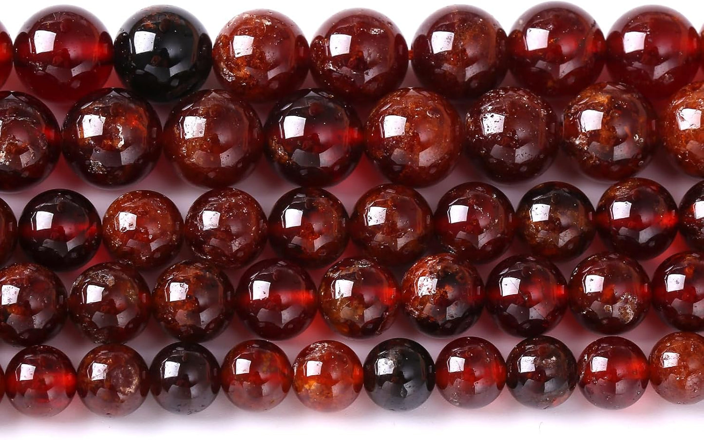 8MM 45PCS Natural Orange Garnet Beads Round Loose Beads for Jewelry Making DIY Necklace Accessories Energy Crystal Healing Power Bracelet