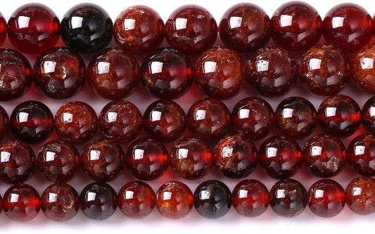8MM 45PCS Natural Orange Garnet Beads Round Loose Beads for Jewelry Making DIY Necklace Accessories Energy Crystal Healing Power Bracelet