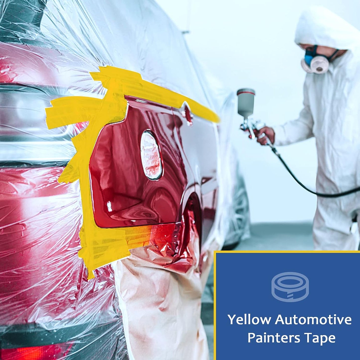 Yellow Painter's Tape,1 inch x 60 Yards - Medium Adhesive Masking Tape for Painting,Labeling,DIY Crafting,Decoration and Medium Adhesive Masking Tape for Painting,Labeling,Automotive Refinish