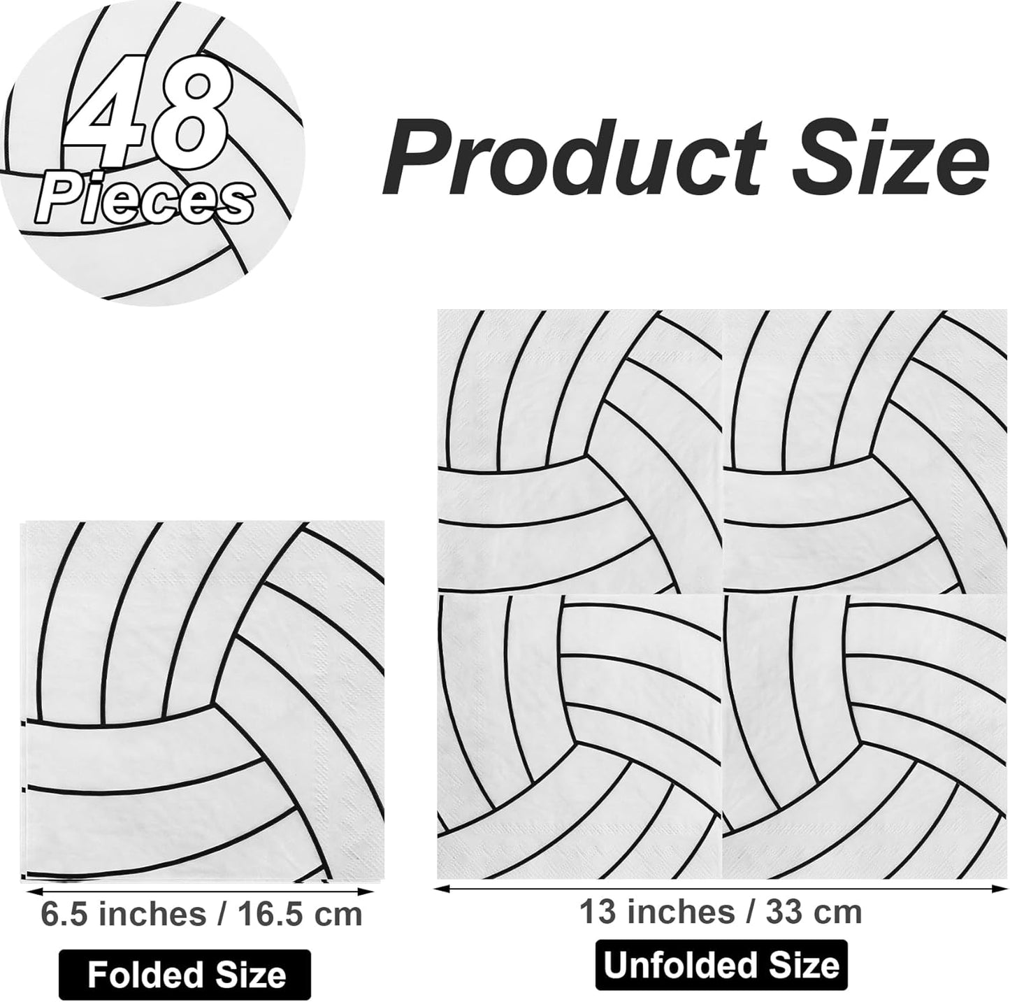 Aodaer 48 Count Volleyball-Themed Paper Napkins, 13 x 13 Inches Unfolded, 2-Ply Disposable Party Napkins for Volleyball Sports Party Supplies