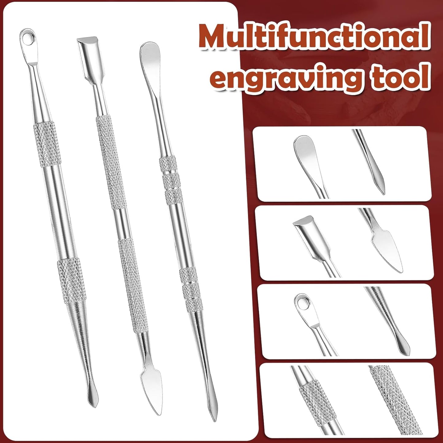 Piriuuo Wax Carving Tools Set, Stainless Steel Clay Sculpting Tools Double-Ended Pottery Carving Tools Wax Modeling Tools Dental Carvers Tools Wax Accessories Modeling Sculpting and Shaping(3 Styles)