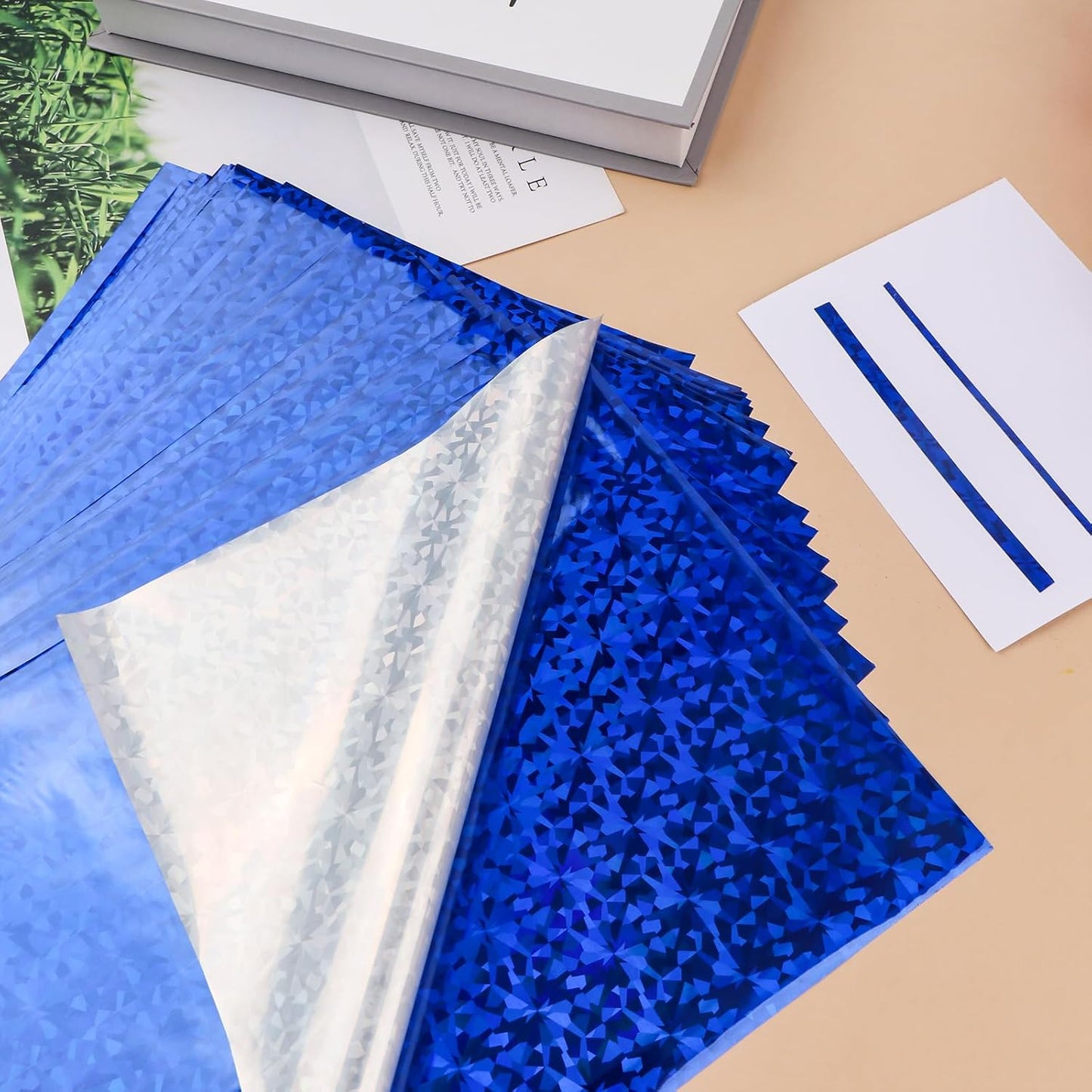 Briartw 50 Sheets Blue Gemstone Toner Reactive Foil - Per Sheet 20x29cm (7.9 x 11.4 inch)- Metallic Finish for Laser Printers & Laminators - Ideal for Printing,Cardmaking,Scrapbooking,DIY Projects