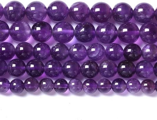 60pcs 6mm AAA Natural Amethyst Beads Crystal Energy Healing Power Stone Beadsfor Jewelry Making DIY Bracelet Necklace Accessories 15"
