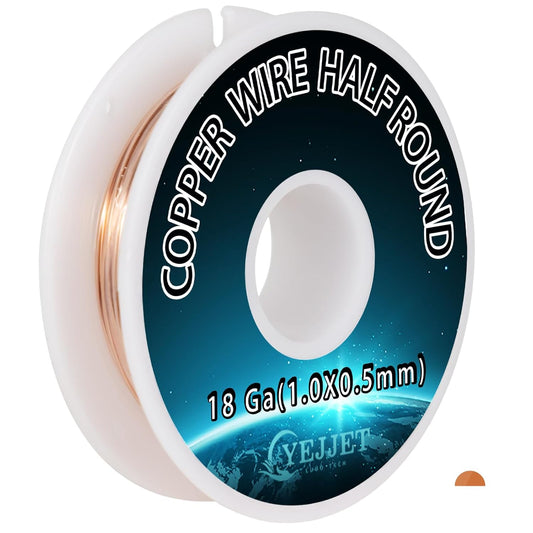 18 Gauge Copper Wire Half Round - 3.0 oz (75 Feet) Industrial Conductive Wire, Electrodeposition & DIY Projects