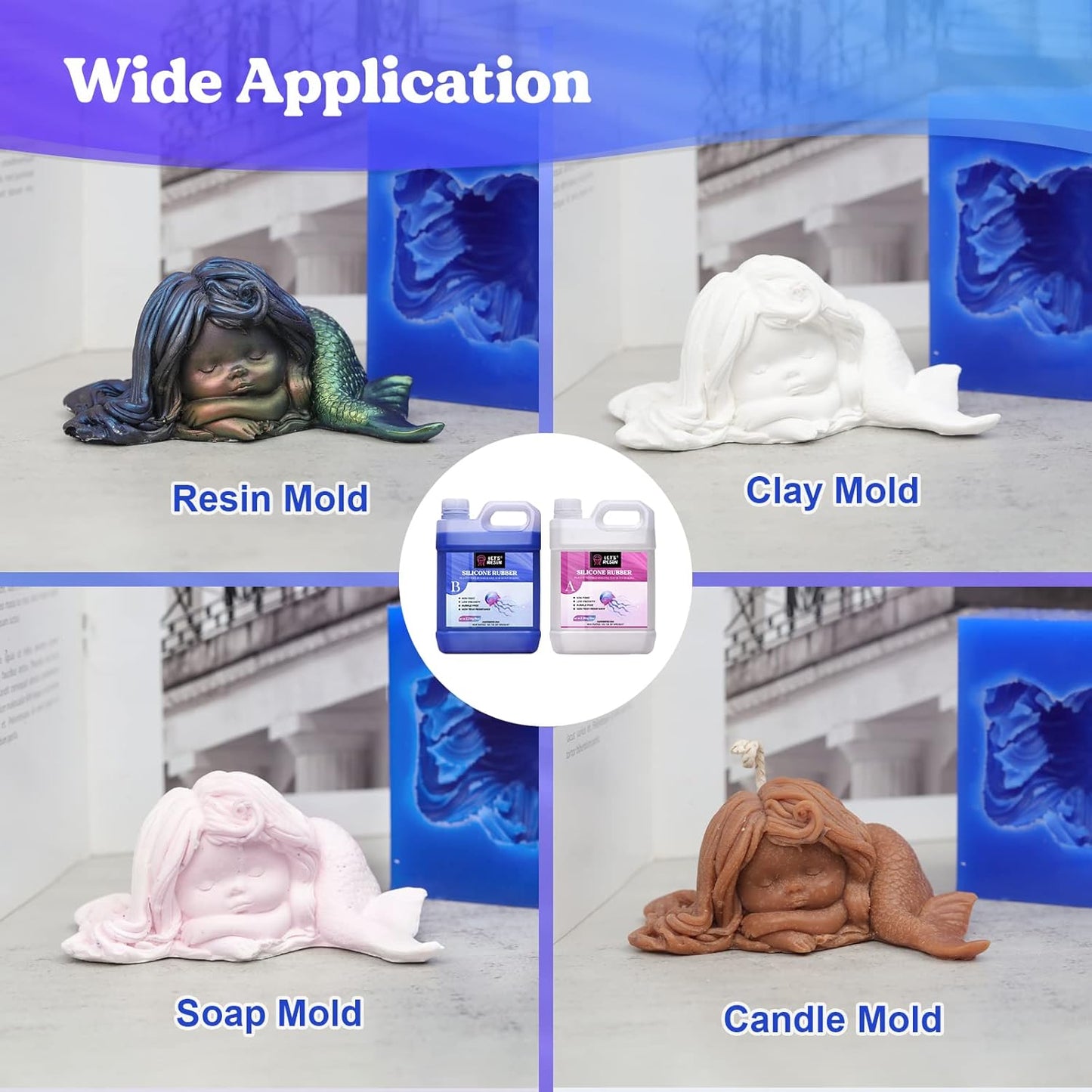 LET'S RESIN Silicone Mold Making Kit 30A,160oz/10Lbs Durable Mold Making Silicone Rubber, Fast Cure Platinum Cured Silicone, Self-Degassing Molding Silicone, Ideal for DIY Resin Molds & Silicone Molds