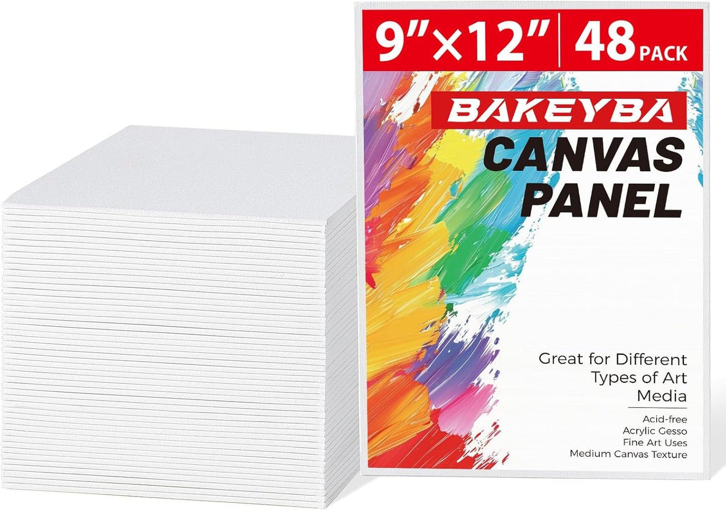 Canvas Boards for Painting 48 Pack 9x12 Inch Painting Canvas Panels, 100% Cotton White Blank Canvas Boards for Painting, Art Supplies Paint for Acrylics Oil Watercolor Tempera Paints