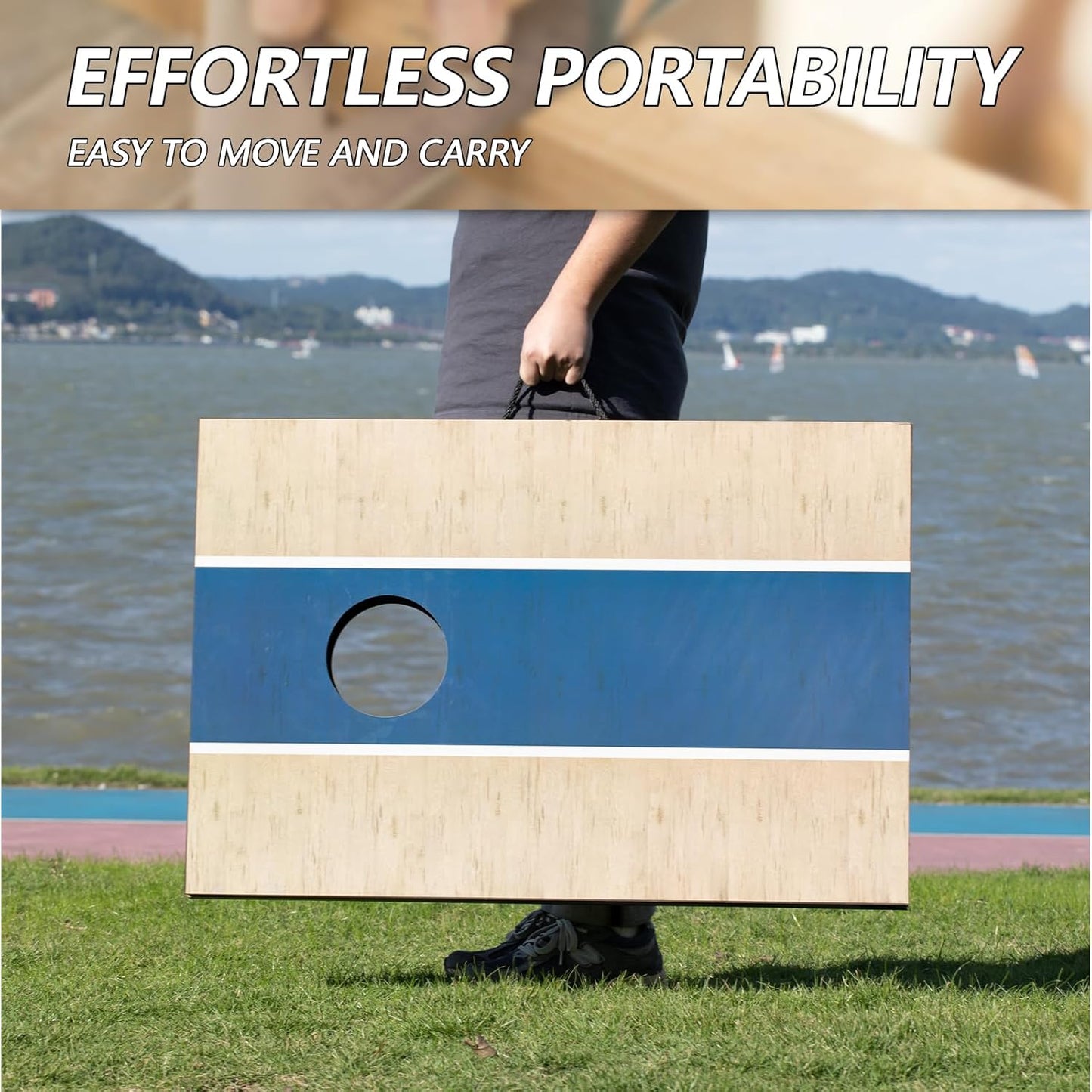 Cornhole Sets 4 x 2 ft / 3 x 2 ft with 8 Bean Bags Regulation Size, Corn Hole Games for Adults Outdoor Bean Bag Toss Game