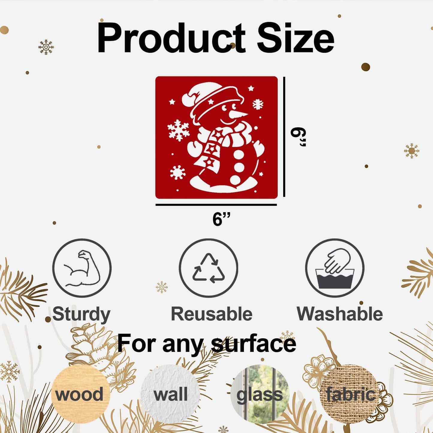 Christmas Stencils for Crafts Reusable 6" Xmas Holiday Stencil Christmas Stencils for Painting on Wood Fabrics Decor