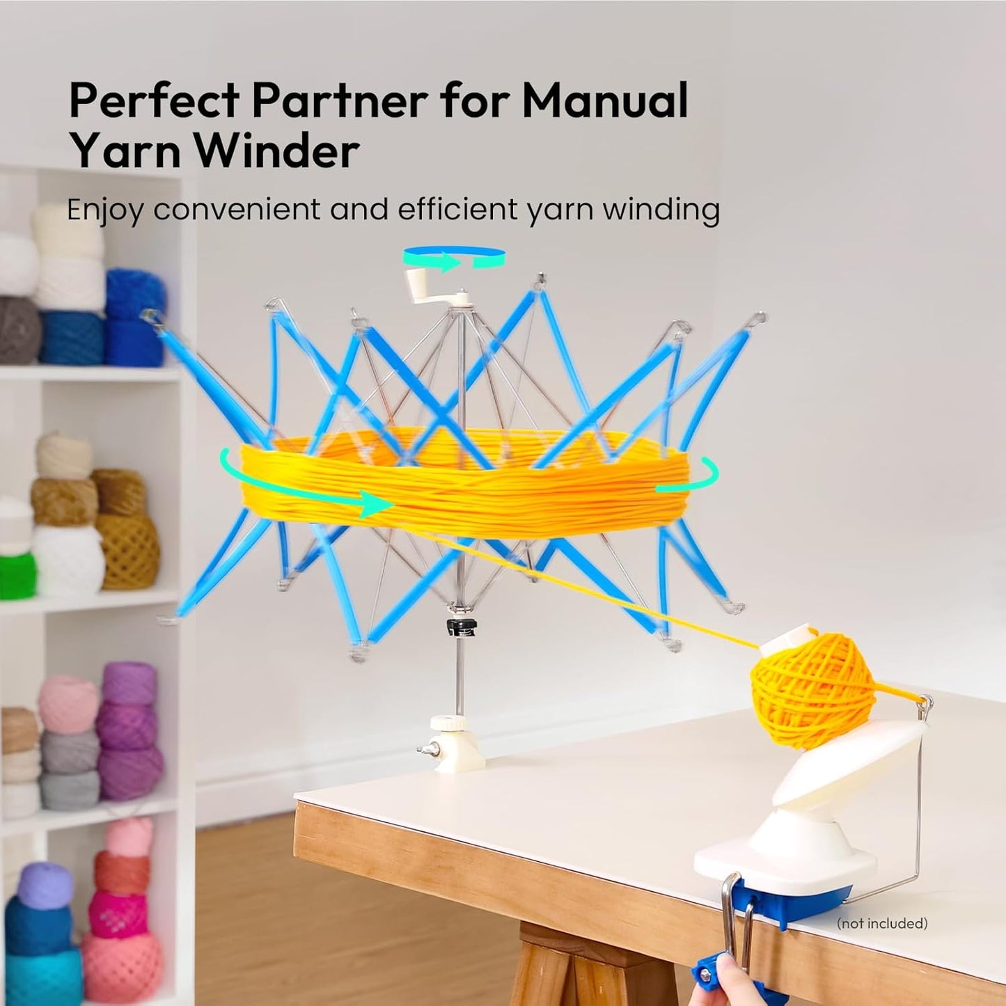 Yarn Swift, Yarn Umbrella Swift for Crocheting, Holder for Skeins Flexible Lightweight Foldable Design, Height & Diameter Adjustable to Suit Space, Ideal Helper for Yarn Knitting Enthusiasts