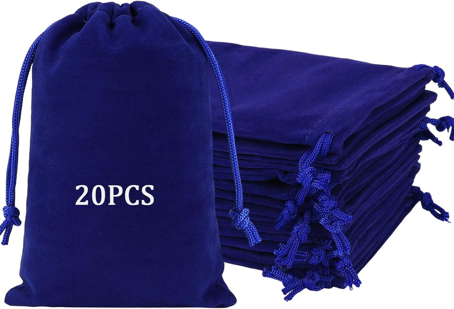 Shintop 20pcs Velvet Gift Bags, 4x6inch Blue Jewelry Bags Drawstring Coin Pouches for Dice Custom Packaging