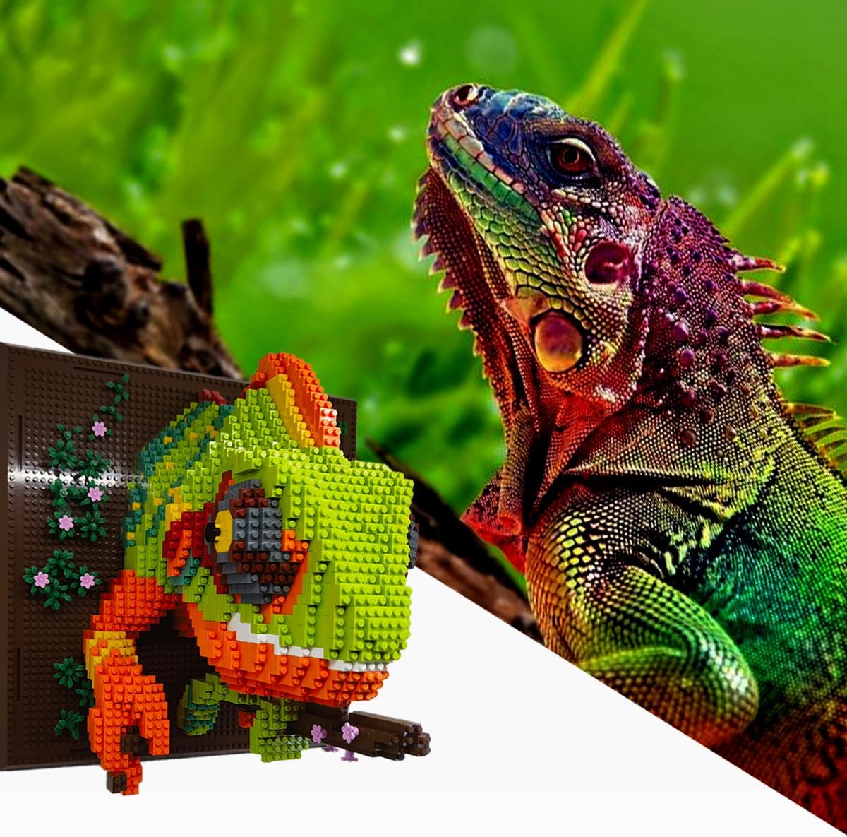 BDYDT Wall Art Chameleon Building Blocks Set; A Wall Decor Set for Adults Who Love Creative Hobbies(2688 Pieces) Toys Gifts for Kid and Adult