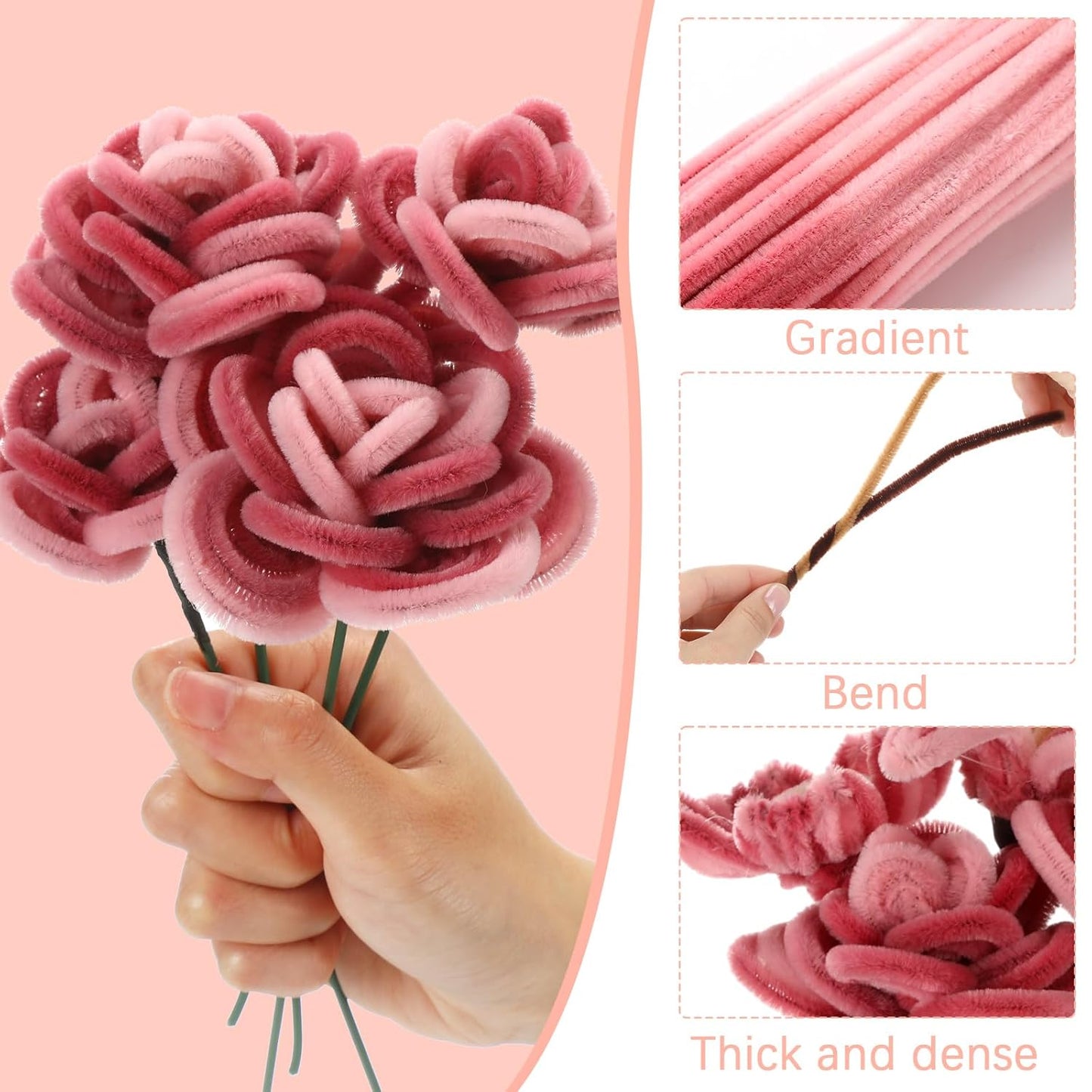 DaisyInner 700 Pcs Halloween Fall Pipe Cleaners Craft Bulk Pastel Chenille Stems Flower DIY Gradient Colored Fluffy for School Classroom Thanksgiving Christmas Party Supplies(Bohemia)