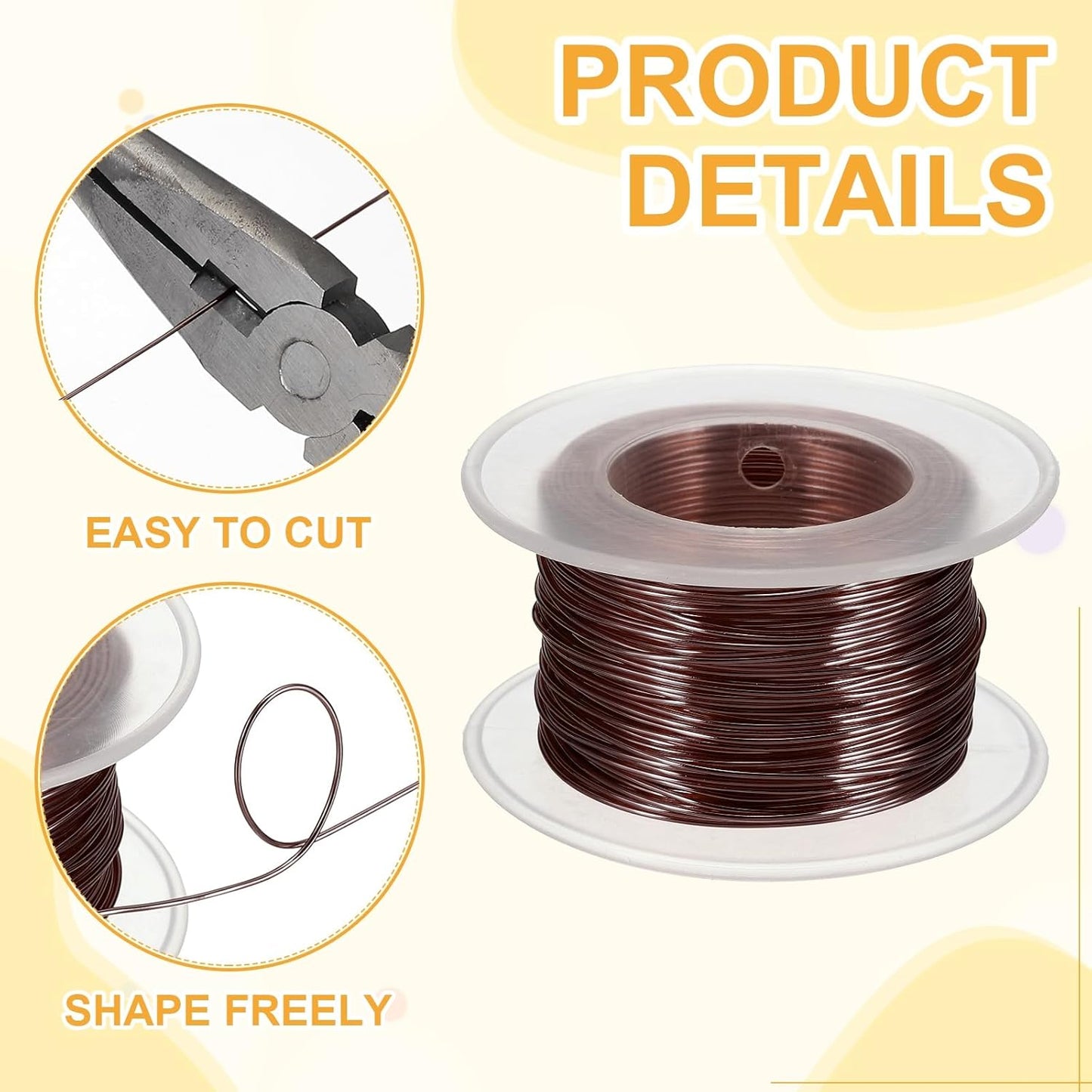 uxcell 20 Gauge / 0.8mm Anodized Aluminum Wire for Jewelry Craft Making, 102 Feet Bendable Flexible Wire for DIY Home Decor Gardening Sculpture, Bronze
