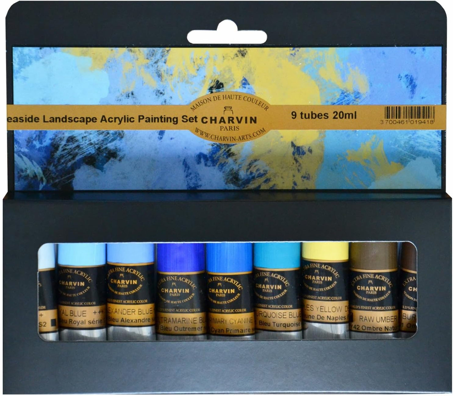 Charvin Extra Fine Professional Acrylic Paint Set for Artists, Sea Landscape - Bonjour Set of 9, 20 ml Tubes, Triple-Milled, Lightfast Pigments, Artist Acrylic Paints in Nature-Inspired Hues