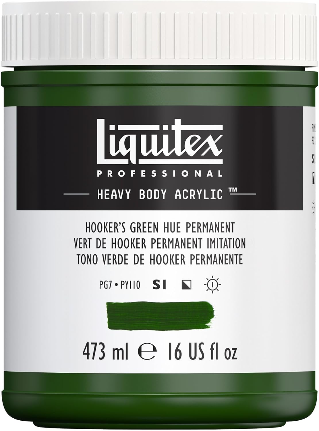 Liquitex Professional Heavy Body Acrylic Paint, 16-oz (473ml) Pot, Hookers Green Hue Permanent
