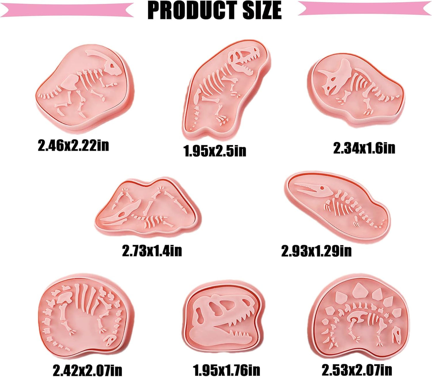 Cookie Cutters Set, 3D Plastic Cookie Cutter with Plunger Stamps Biscuit Cutters Cake Baking Fondant Embosser Stamps Cookie Molds for DIY, Kitchen, Birthday Party (dinosaur)