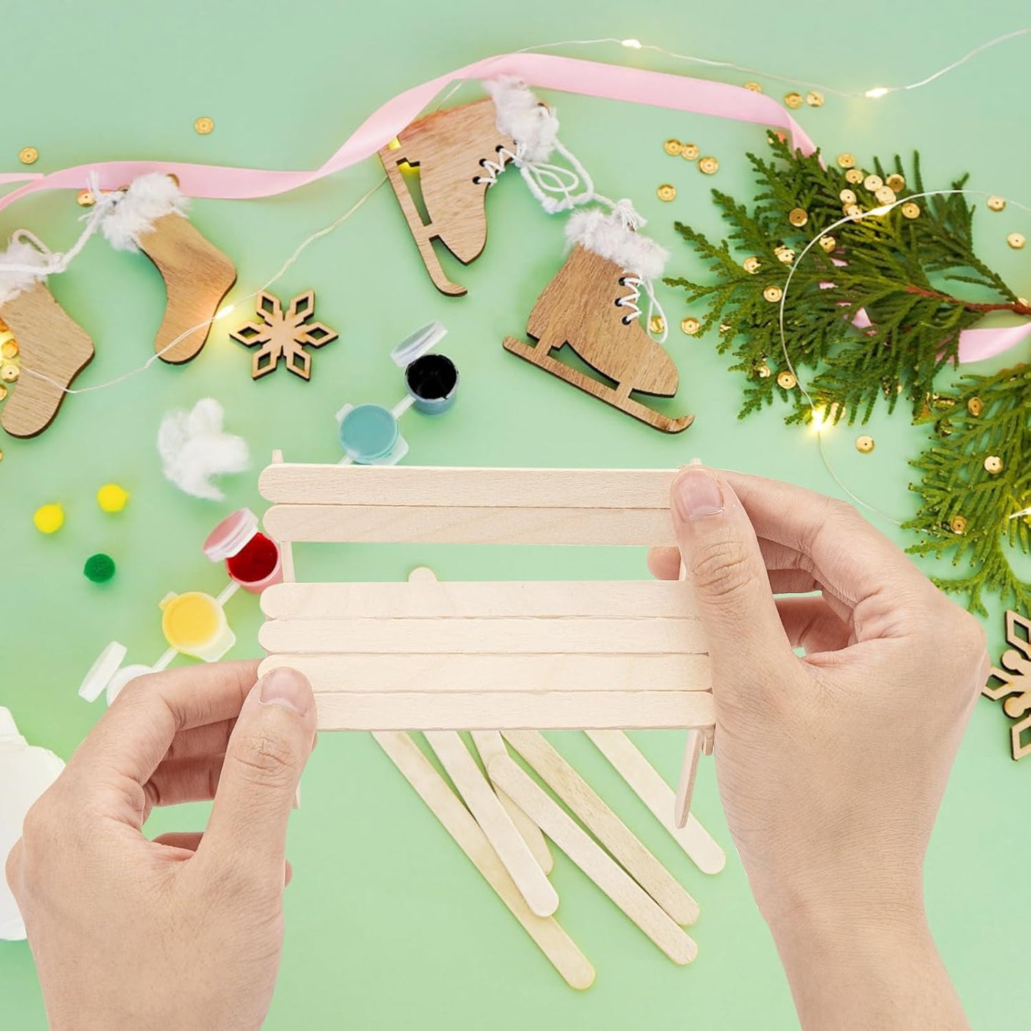 WISYOK 2000 Pcs Wooden Popsicle Sticks for Crafts, 4.5 Inch Craft Sticks for Creative Designs or DIY Craft, Home Art Projects