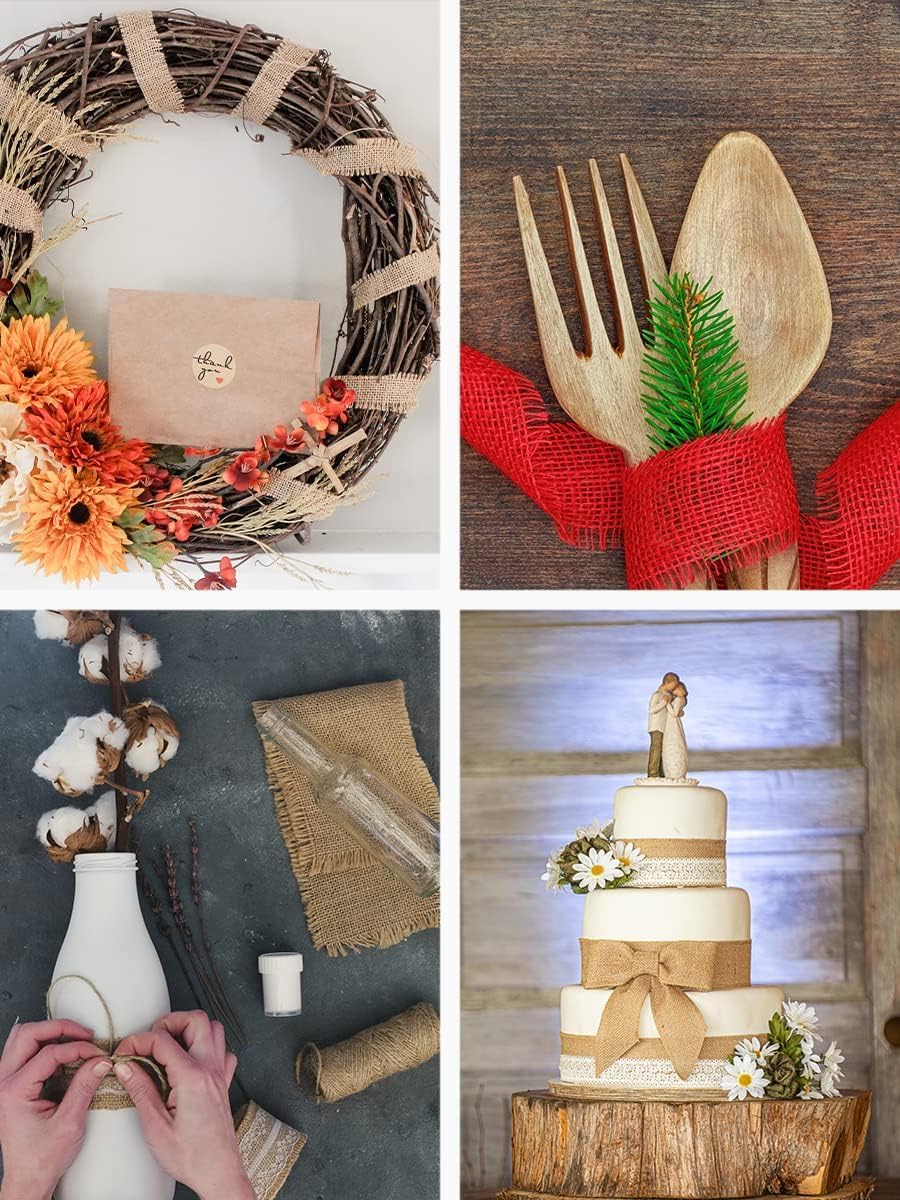 Sky Blue Burlap Ribbon 3 Inch 2 Rolls 20 Yards Unwired Rustic Jute Ribbon for Crafts, Mason Jars, Weddings, Party Decoration; by Mandala Crafts