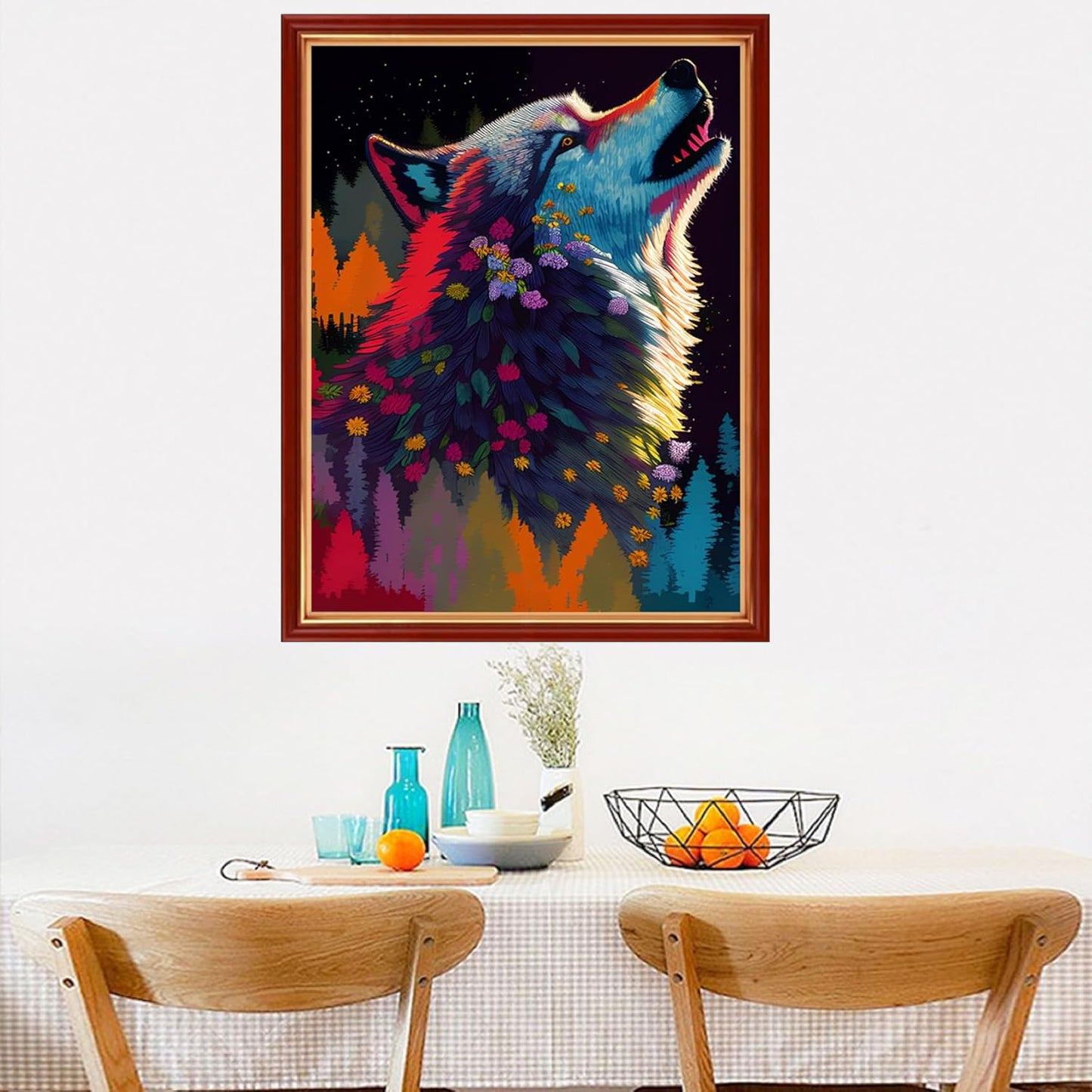 Dimensean Stamped Cross Stitch Kits Full Range of Embroidery Patterns Starter Kits for Beginners Adult or Kids DIY Cross Stitches Needlepoint Kits 11CT-Abstract Wolf 15.7x19.7 inch