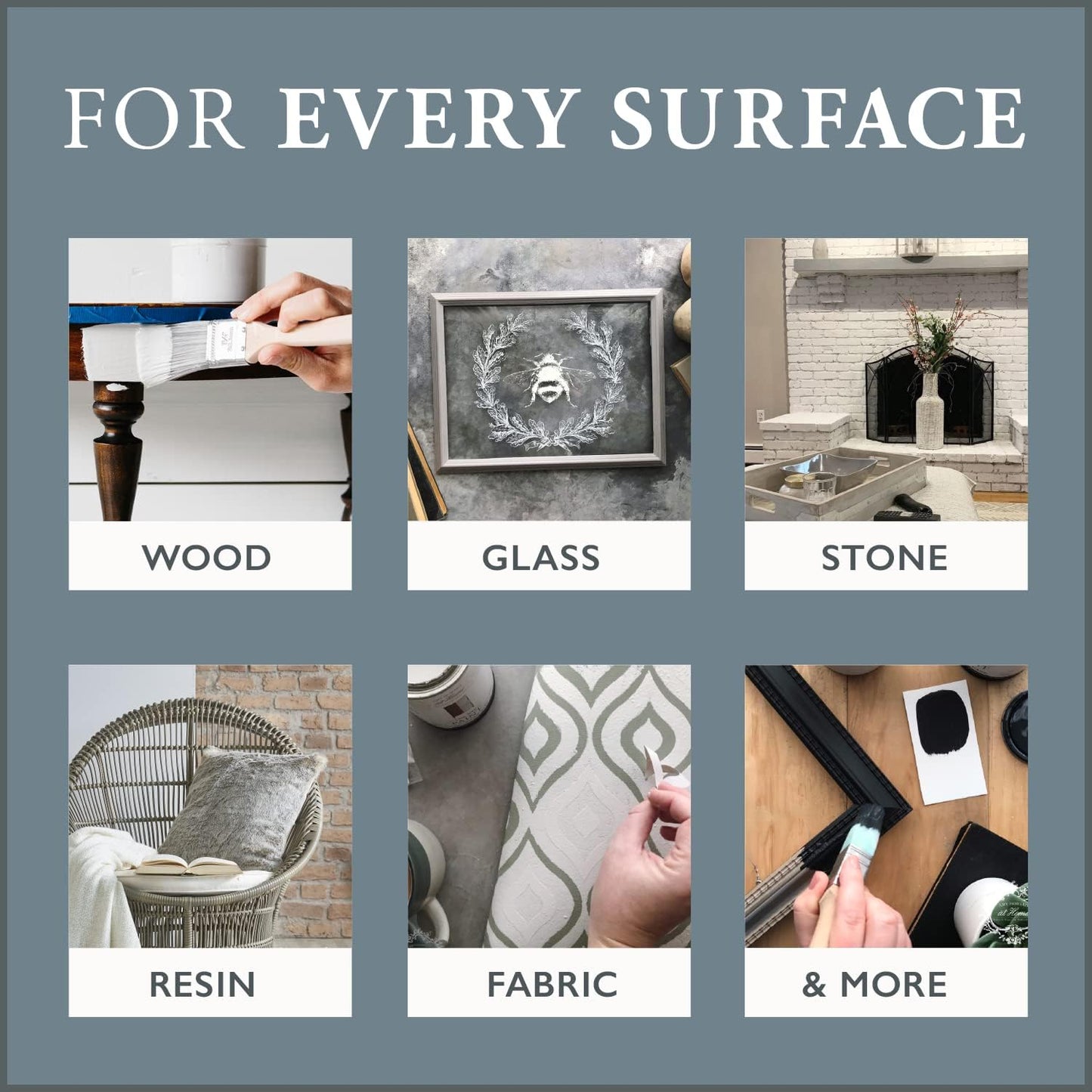 AMY HOWARD AT HOME Chalk-Based One Step Paint for Furniture, Cabinetry, Decor, Finish, and More | No Stripping, Sanding, or Priming | Dark Base | 16 Ounce | Cherbourg