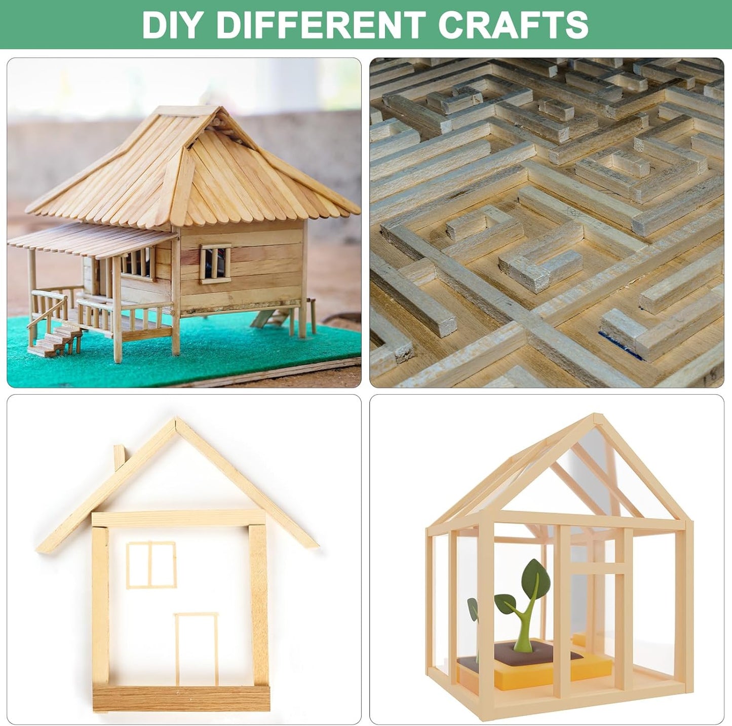 10-Pack Wood Square Dowel Rods, 13/64 x 12 Inch Unfinished Wooden Square Dowel Rod, Hardwood Square Dowel Sticks for Crafts/DIY Projects/Models Making [Wood Color]