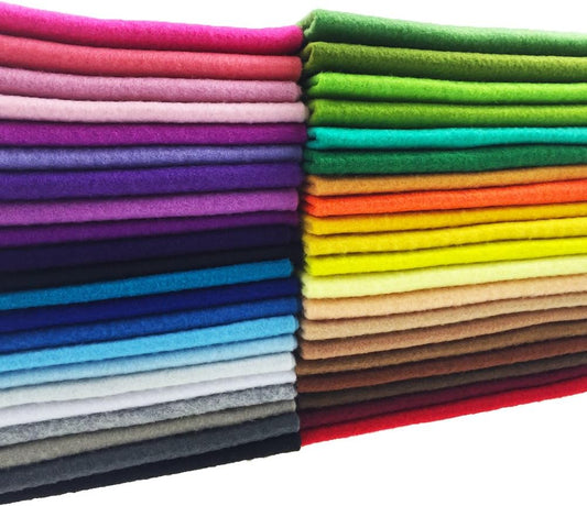 flic-flac 42pcs1.4mm Thick Soft Felt Fabric Sheet Assorted Color Felt Pack DIY Craft Sewing Squares Nonwoven Patchwork (30cm * 30cm)