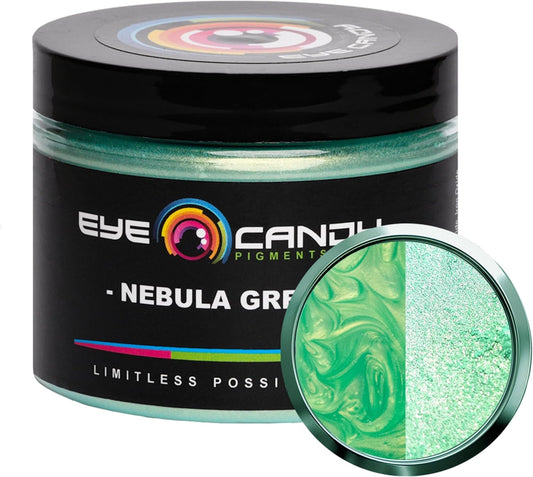 Eye Candy Premium Green Mica Powder Pigments | Multipurpose DIY Arts and Crafts Additive | Acrylic, Woodworking, Bath Bombs, Resin, Epoxy, Soap, Fishing Lures (Nebula Green)
