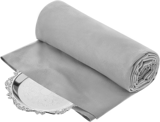 Jecery 1.1 Yard Anti Tarnish Silver Cloth by the Yard, Luxury Jewelry Silver Polishing Storage Protect Cloths for Silverware Flatware Silversmith Polishing(Gray)