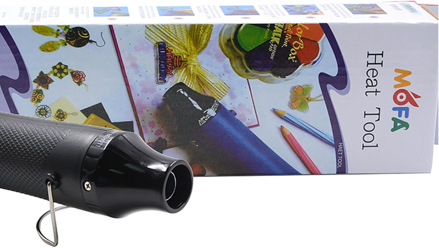 Heat Gun,mofa Hot Air Gun Tools Shrink Gun with Stand For DIY Embossing And Drying Paint Multi-Purpose Electric Heating Nozzle 300W 110V (Black,Black)