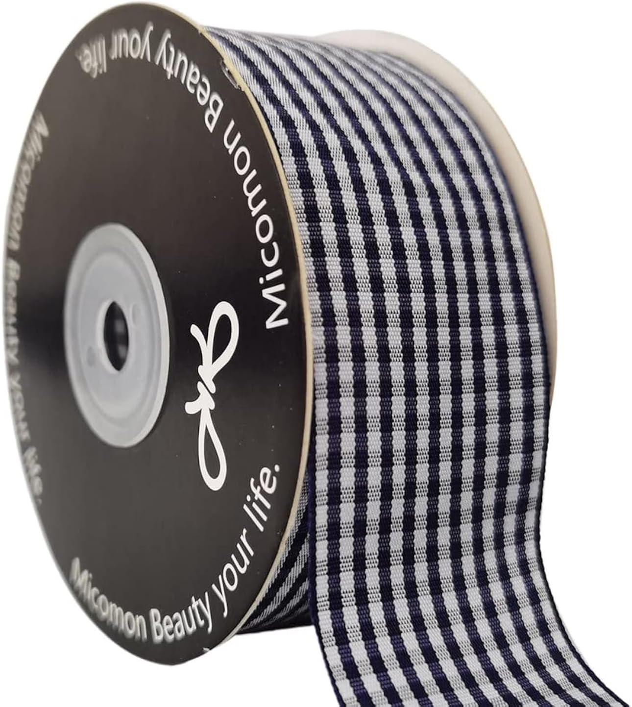 1.5 Inch Blue and White Woven Edge 100% Polyester Gingham Ribbon 25 Yards Each Roll (1-1/2", Blue)
