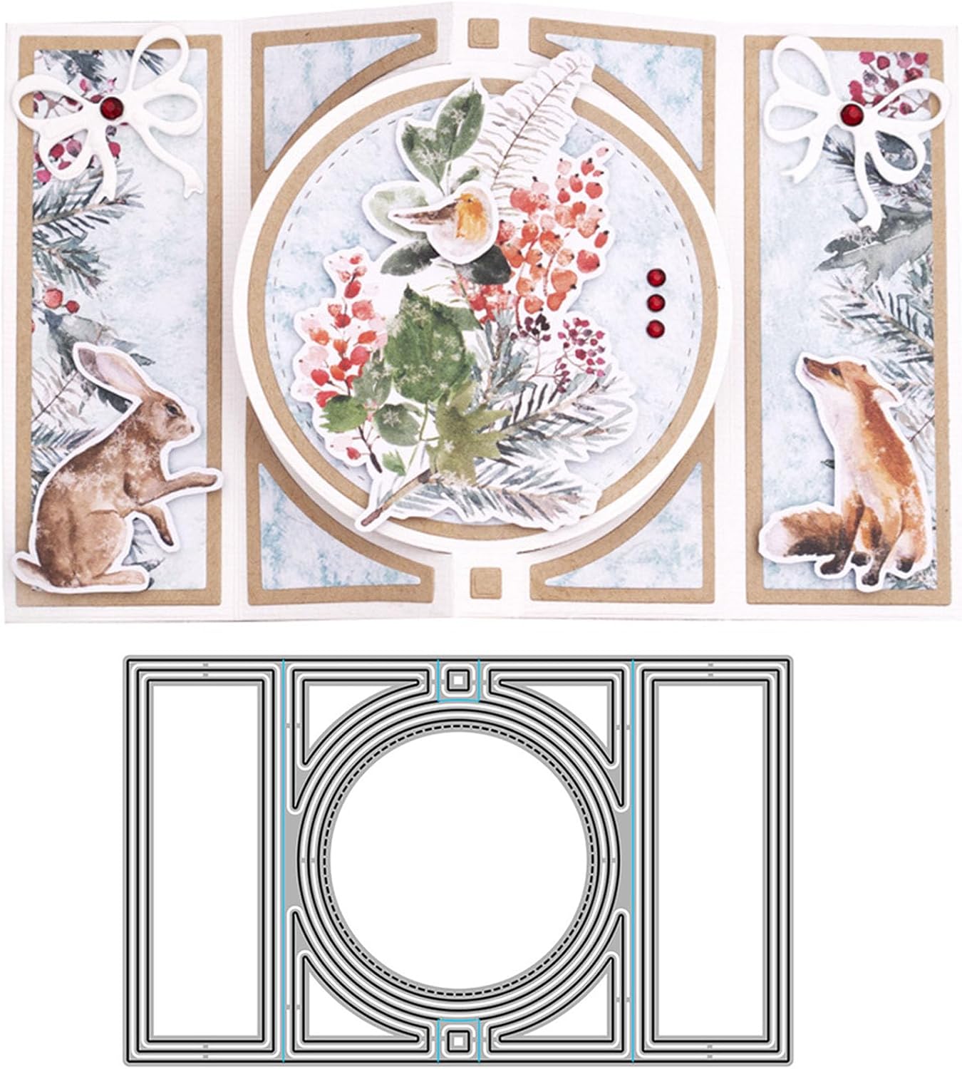 Cutting Dies Metal Stencils Scrapbooking Tools DIY Embossing Template for Paper Card Making Album Arts Crafts Supplies (Round Card-10.4x16.9cm)