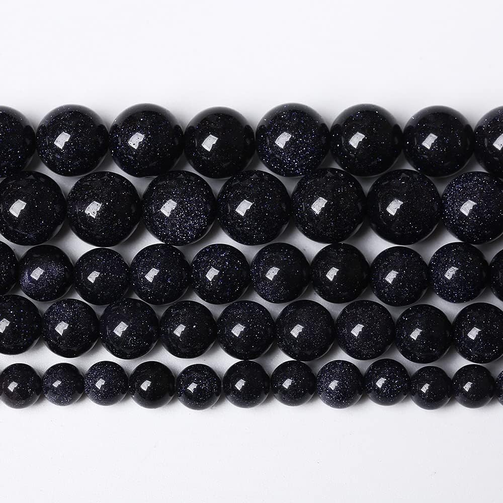 90PCS 4mm Starry Blue Sandstone Gemstone Beads Beads Natural Stone Round Loose Beads for Jewelry Making DIY Bracelet Necklace 15" Inch(Blue Sandstone, 4mm)